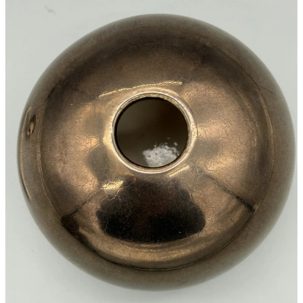 Hand Blown Glass Oil Lamp Candle Copper Tone Round Brown‎ 3.5